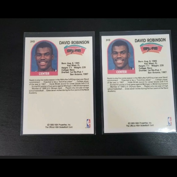 Nba HOOPS 89 David Robinson Rookie yr 2 card lot! - Picture 2 of 2